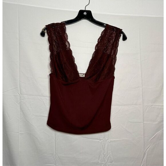 Intimately Free People Brown lace tank top size large. C35-4 - Picture 1 of 5